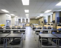 Empty desks in classroom Empty desks in classroom